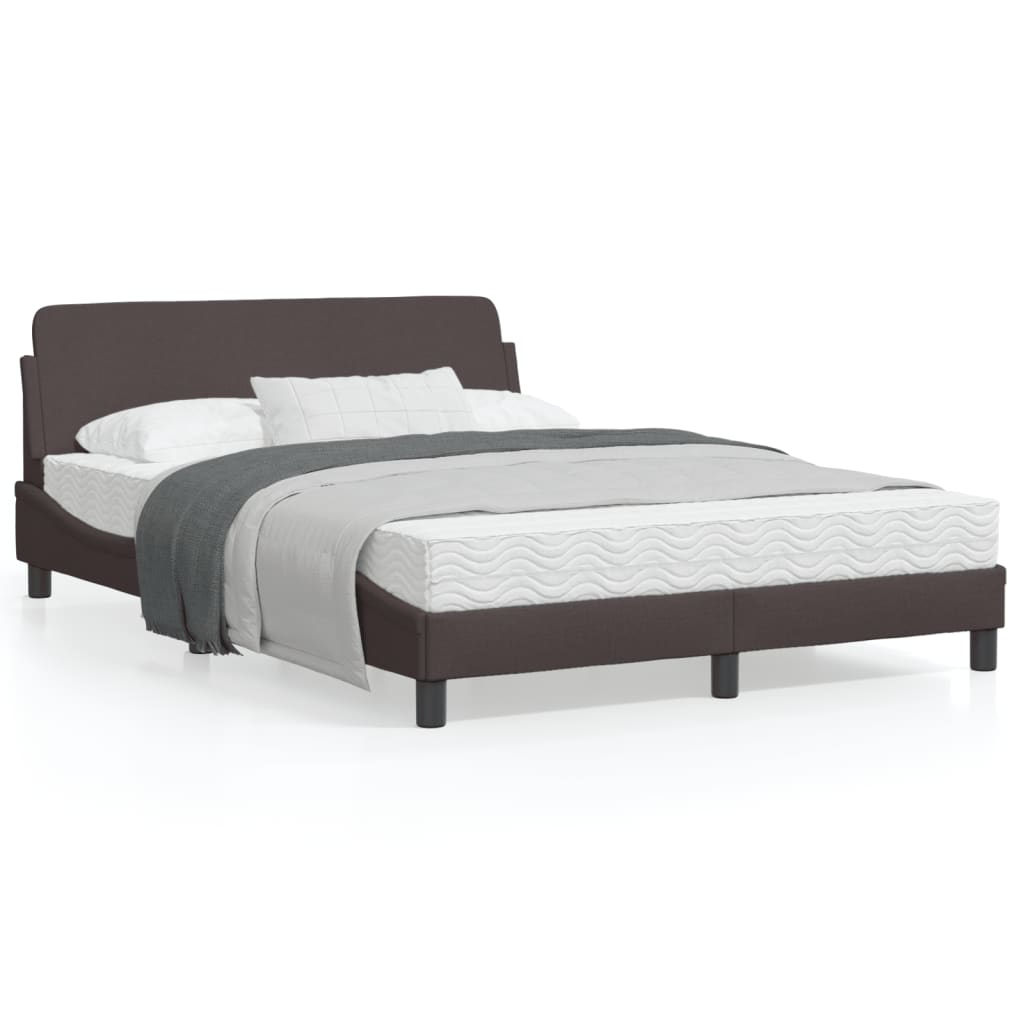 Bedframe Met Hoofdbord Stof Donkerbruin 140X200 Cm