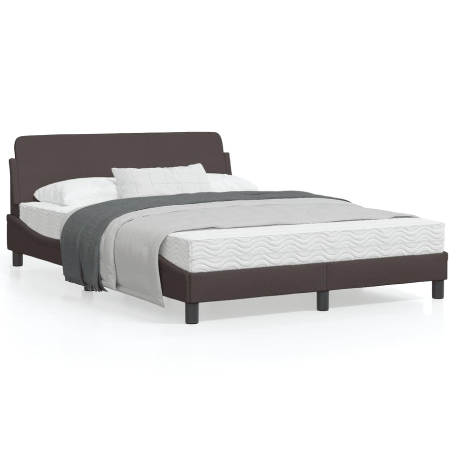 Bedframe Met Hoofdbord Stof Donkerbruin 140X200 Cm