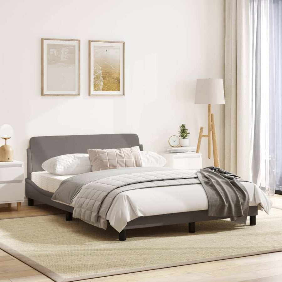 Bedframe Met Hoofdbord Stof Taupe 140X200 Cm
