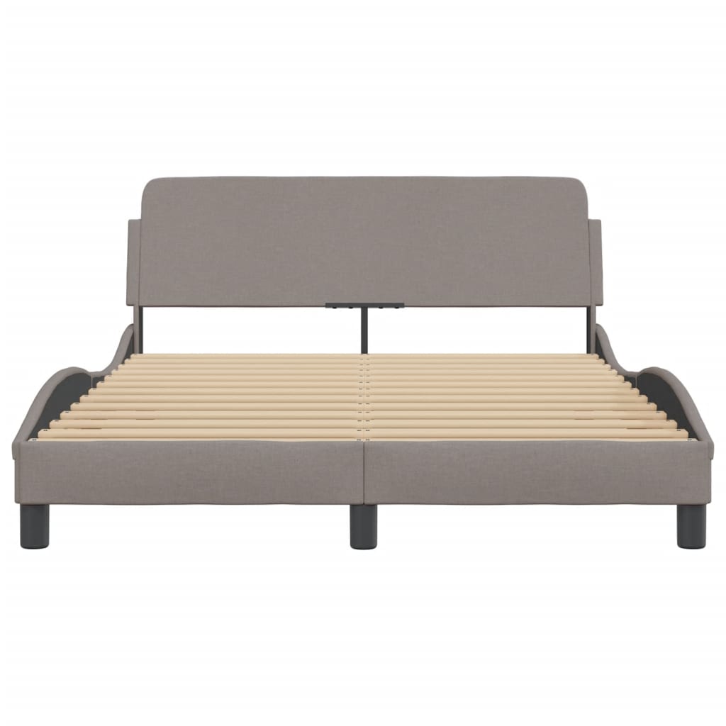 Bedframe Met Hoofdbord Stof Taupe 140X200 Cm