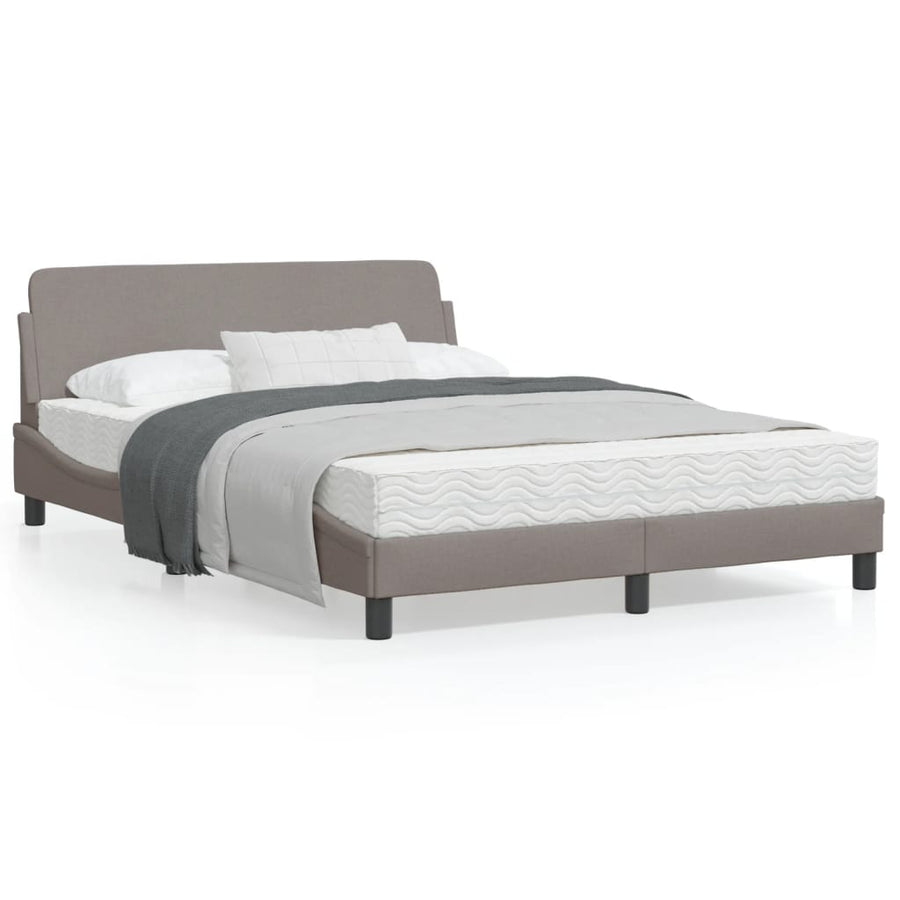 Bedframe Met Hoofdbord Stof Taupe 140X200 Cm