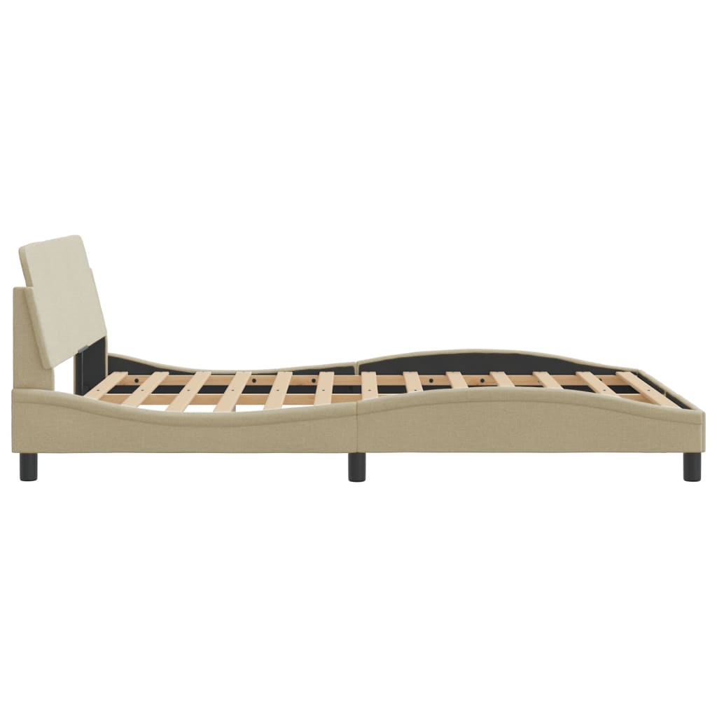 Bedframe Met Hoofdbord Stof Crèmekleurig 140X200 Cm