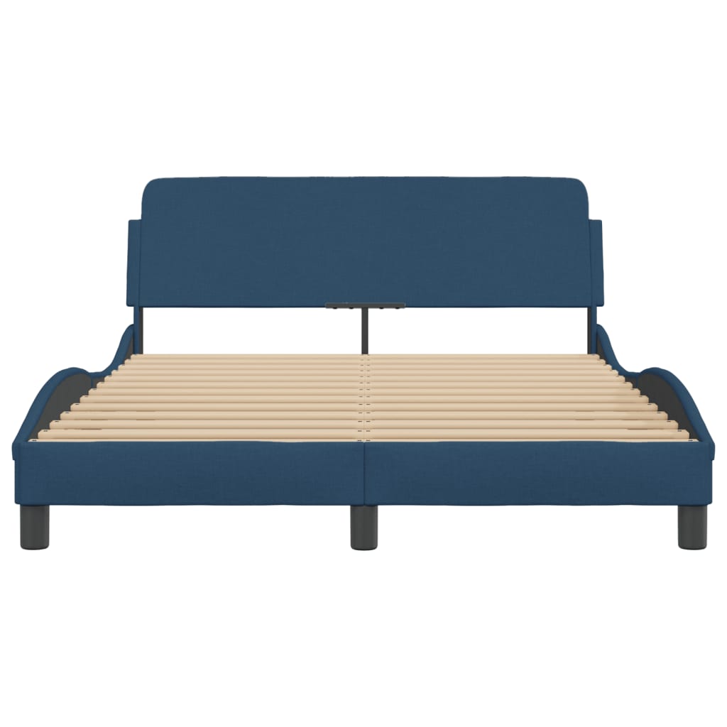 Bedframe Met Hoofdbord Stof Blauw 140X200 Cm
