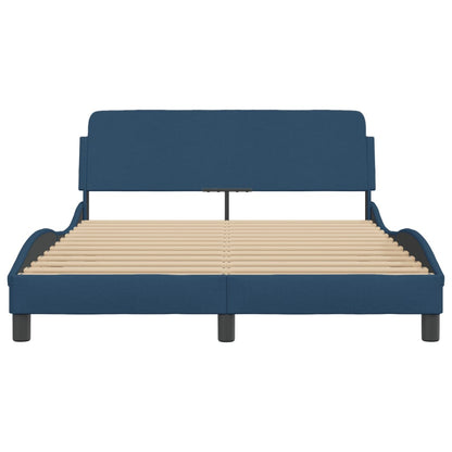 Bedframe Met Hoofdbord Stof Blauw 140X200 Cm