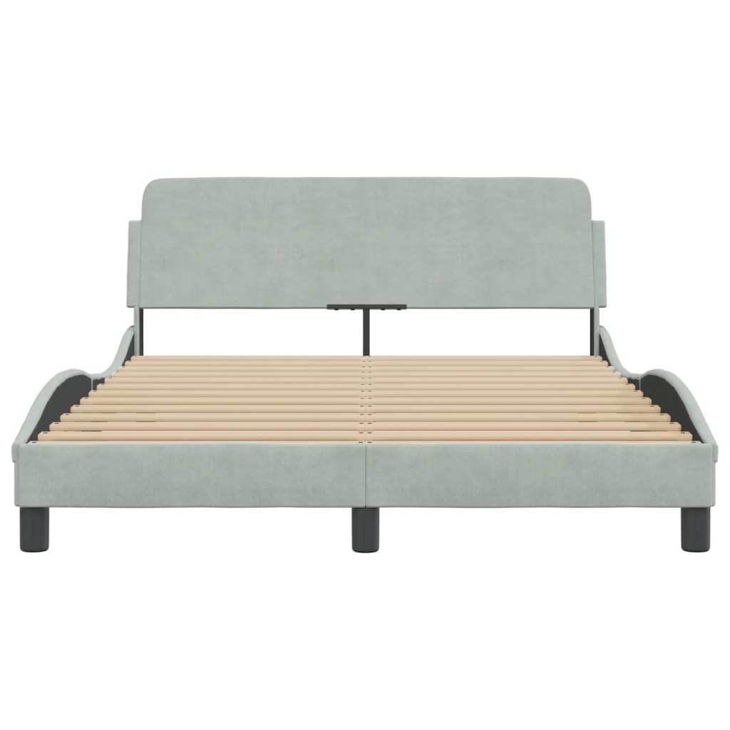 Bedframe Met Hoofdeinde Fluweel Lichtgrijs 140X200 Cm