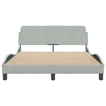 Bedframe Met Hoofdeinde Fluweel Lichtgrijs 140X200 Cm