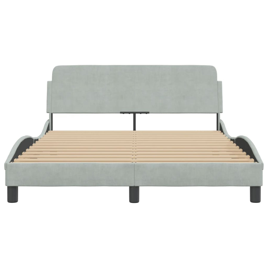 Bedframe Met Hoofdeinde Fluweel Lichtgrijs 140X200 Cm