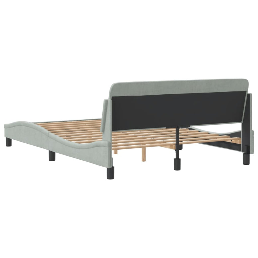 Bedframe Met Hoofdeinde Fluweel Lichtgrijs 140X200 Cm