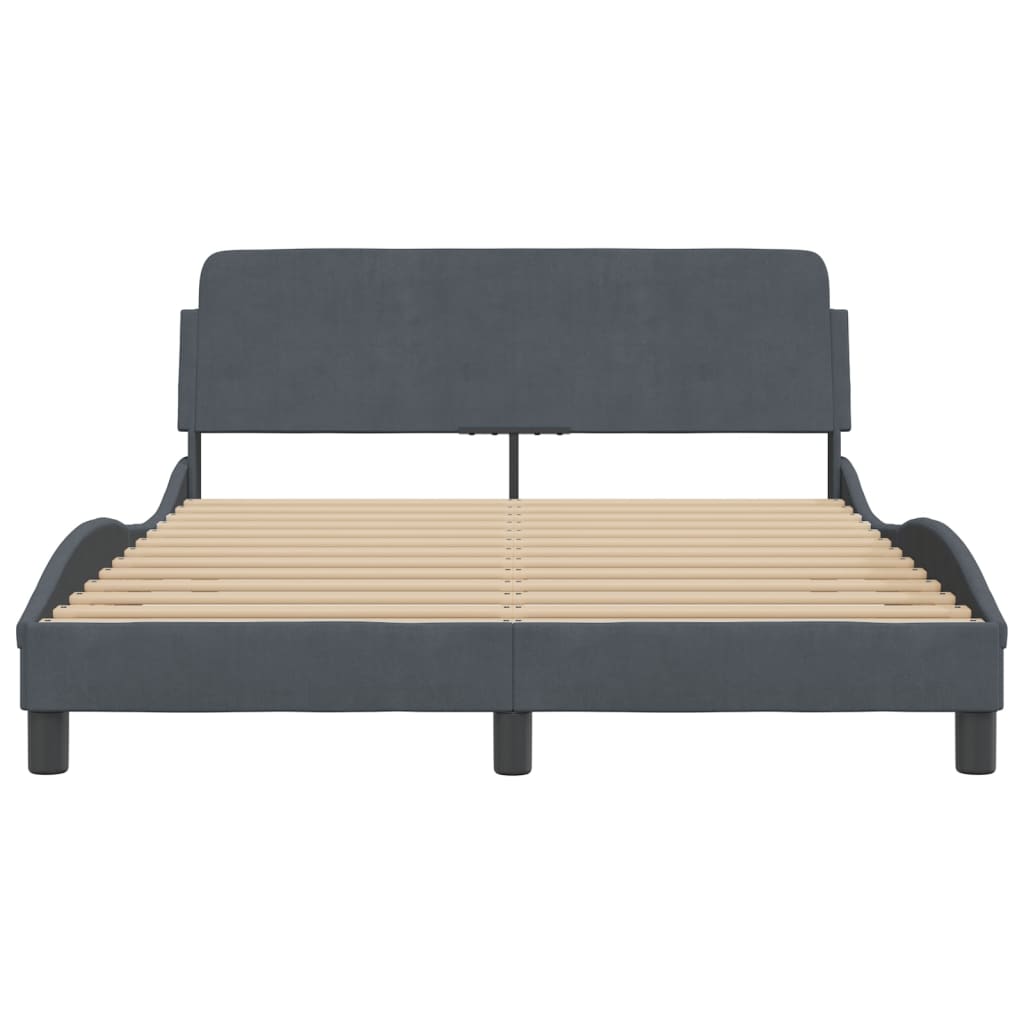 Bedframe Met Hoofdeinde Fluweel Donkergrijs 140X200 Cm