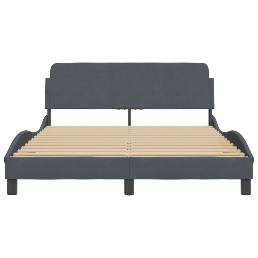Bedframe Met Hoofdeinde Fluweel Donkergrijs 140X200 Cm