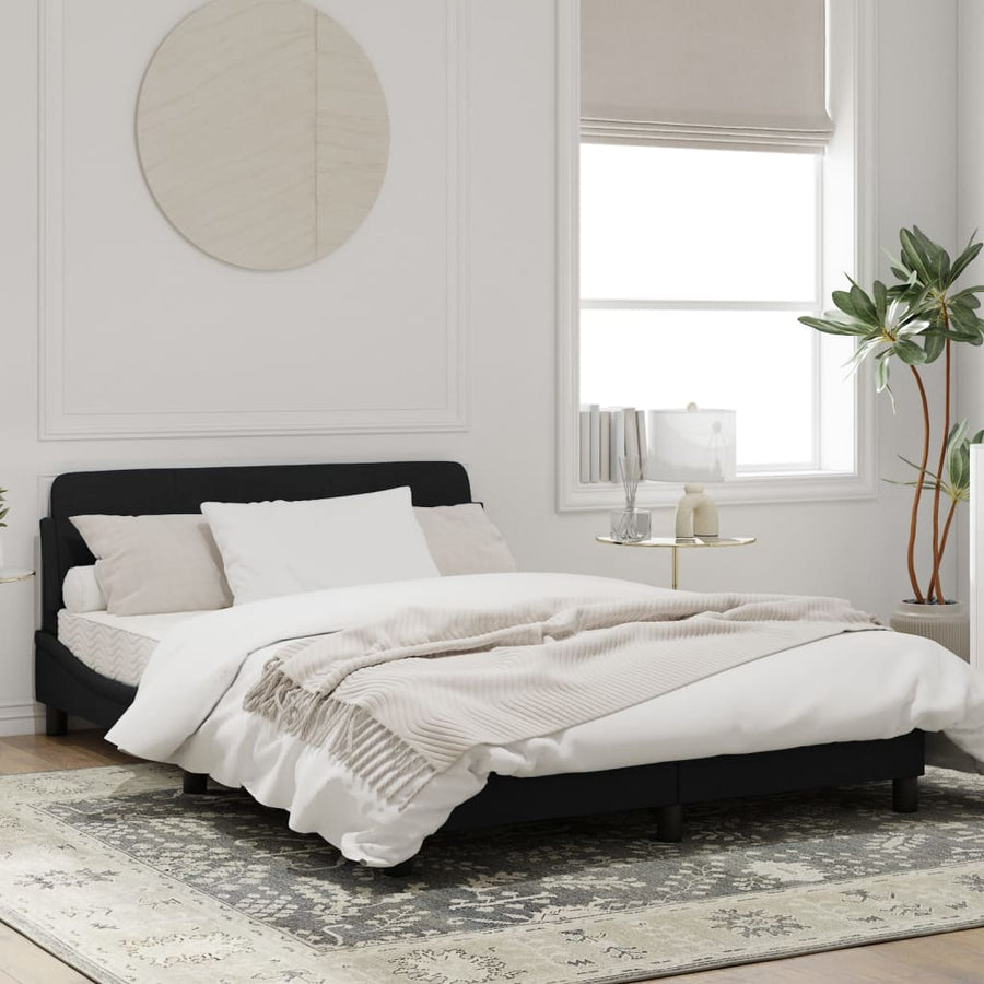 Bedframe Met Hoofdeinde Fluweel Zwart 140X200 Cm