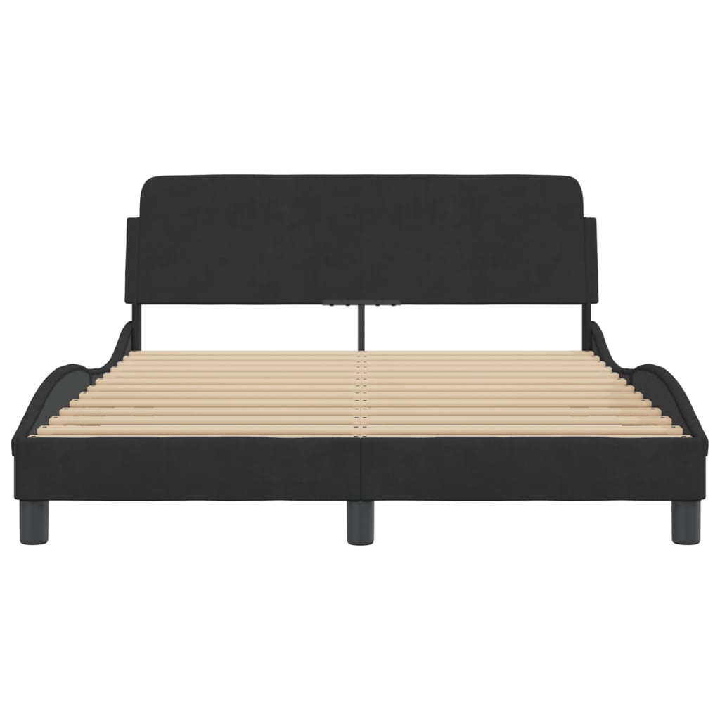 Bedframe Met Hoofdeinde Fluweel Zwart 140X200 Cm