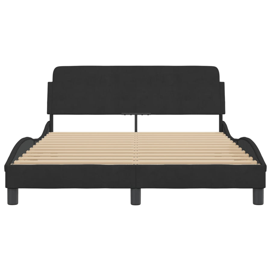 Bedframe Met Hoofdeinde Fluweel Zwart 140X200 Cm