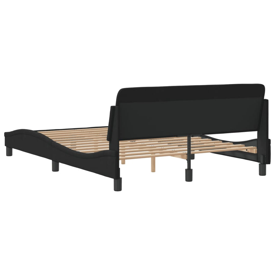 Bedframe Met Hoofdeinde Fluweel Zwart 140X200 Cm