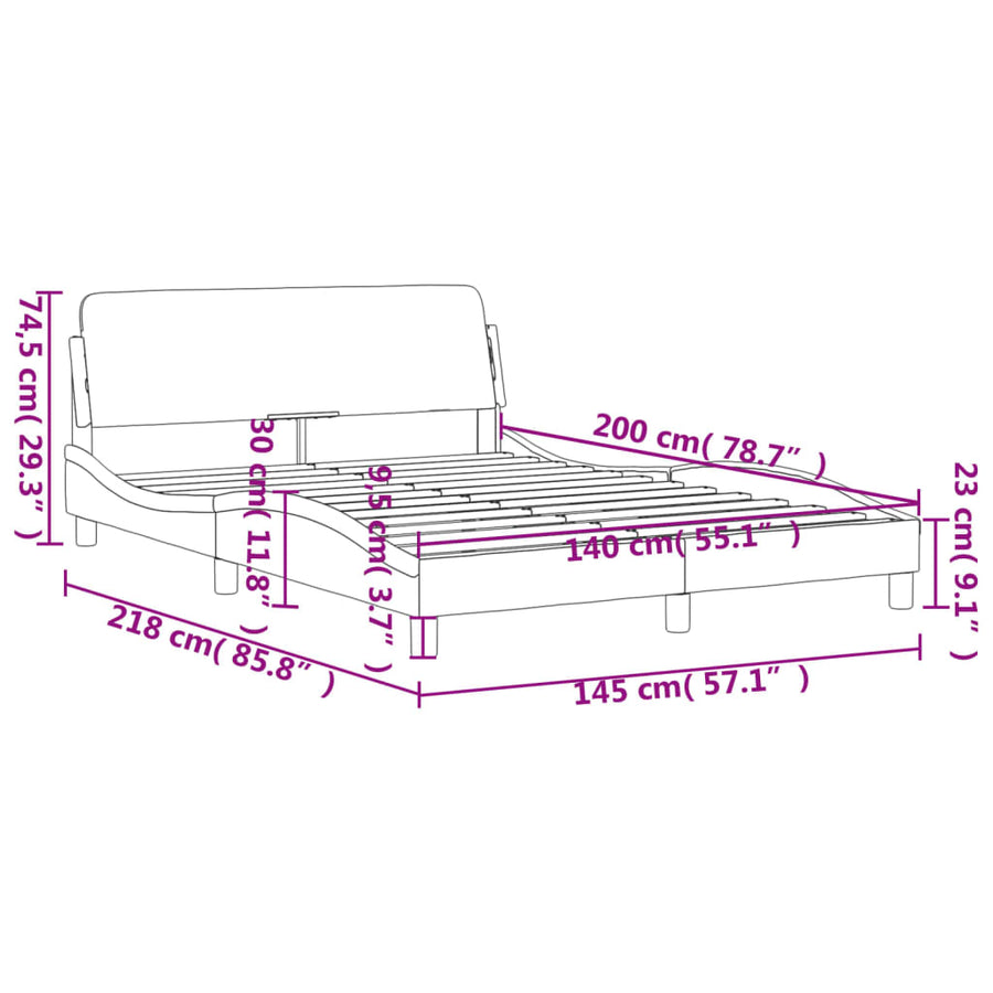 Bedframe Met Hoofdeinde Fluweel Zwart 140X200 Cm