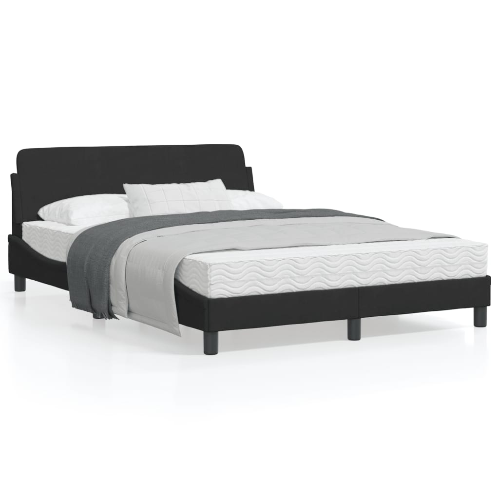 Bedframe Met Hoofdeinde Fluweel Zwart 140X200 Cm