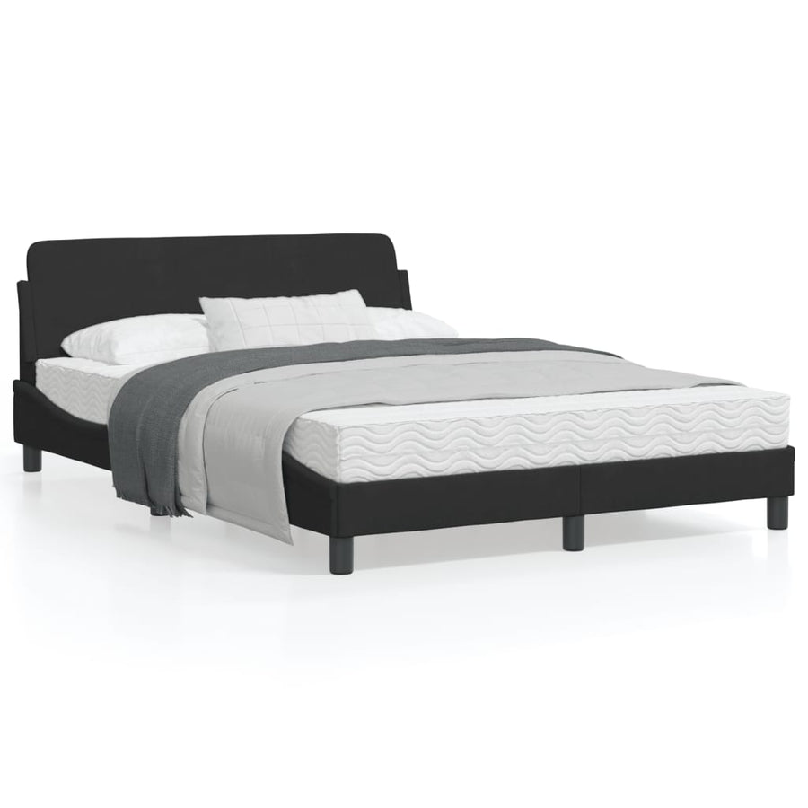 Bedframe Met Hoofdeinde Fluweel Zwart 140X200 Cm