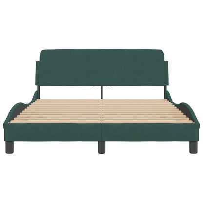 Bedframe Met Hoofdeinde Fluweel Donkergroen 140X200 Cm
