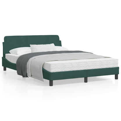 Bedframe Met Hoofdeinde Fluweel Donkergroen 140X200 Cm