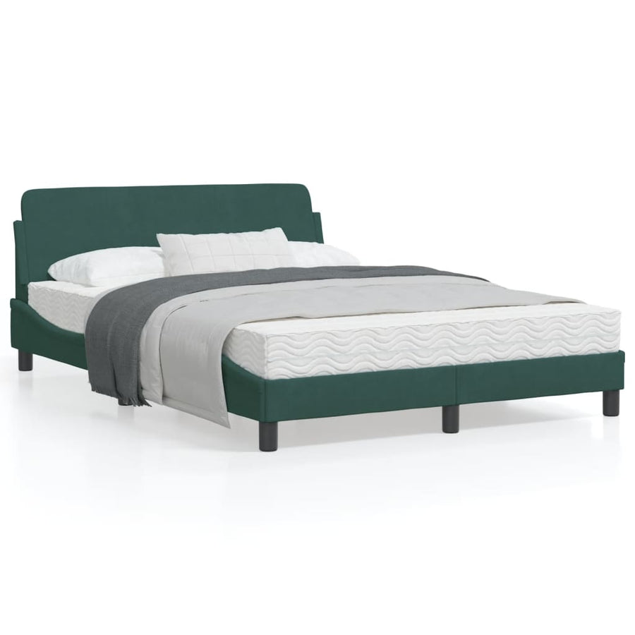 Bedframe Met Hoofdeinde Fluweel Donkergroen 140X200 Cm