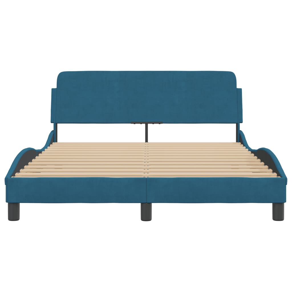 Bedframe Met Hoofdeinde Fluweel Blauw 140X200 Cm