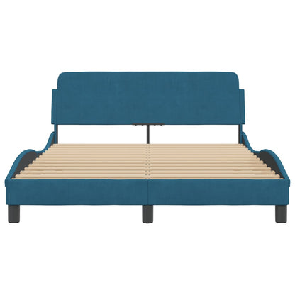 Bedframe Met Hoofdeinde Fluweel Blauw 140X200 Cm