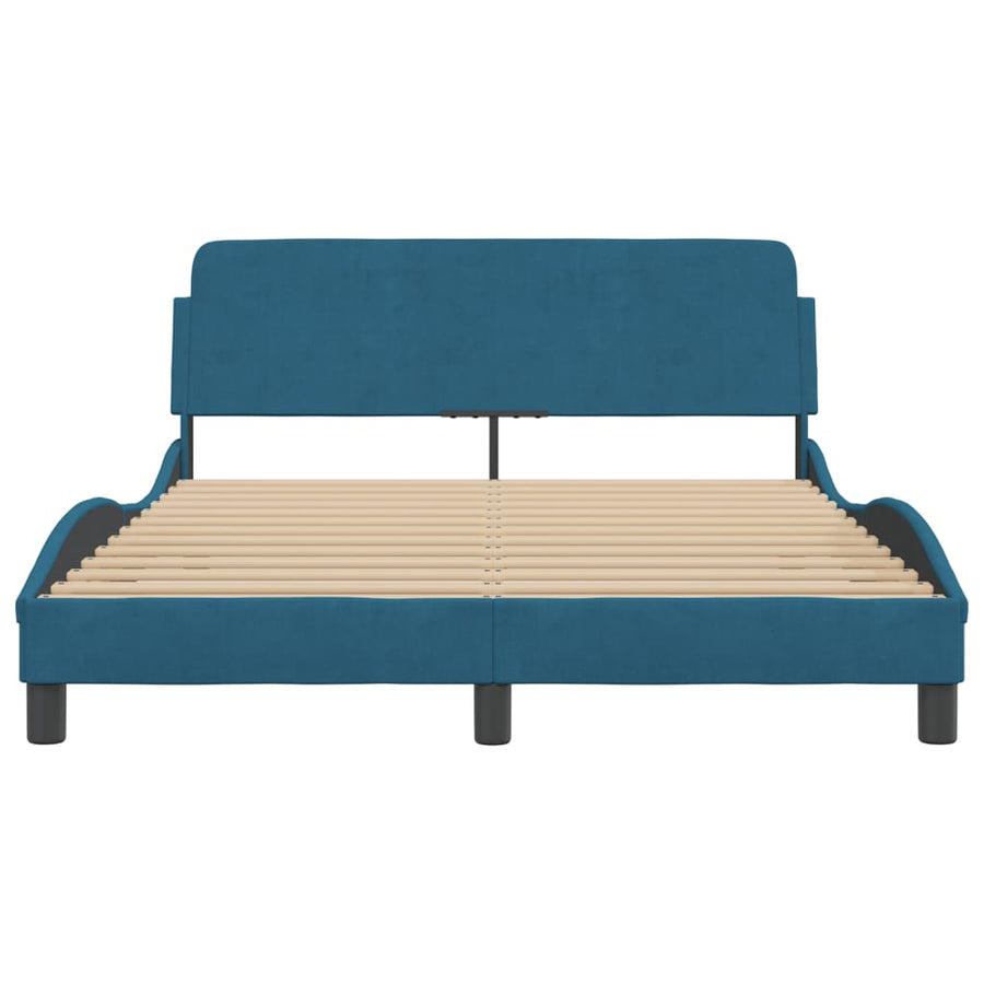 Bedframe Met Hoofdeinde Fluweel Blauw 140X200 Cm