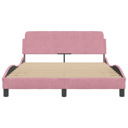 Bedframe Met Hoofdeinde Fluweel Roze 140X200 Cm