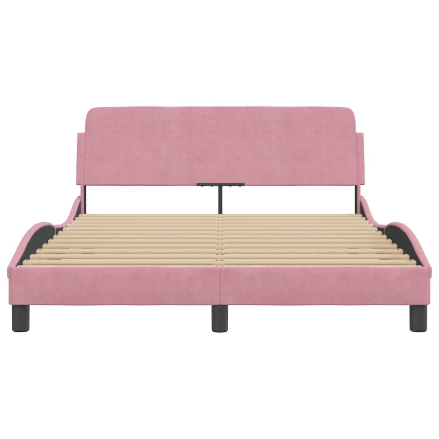 Bedframe Met Hoofdeinde Fluweel Roze 140X200 Cm