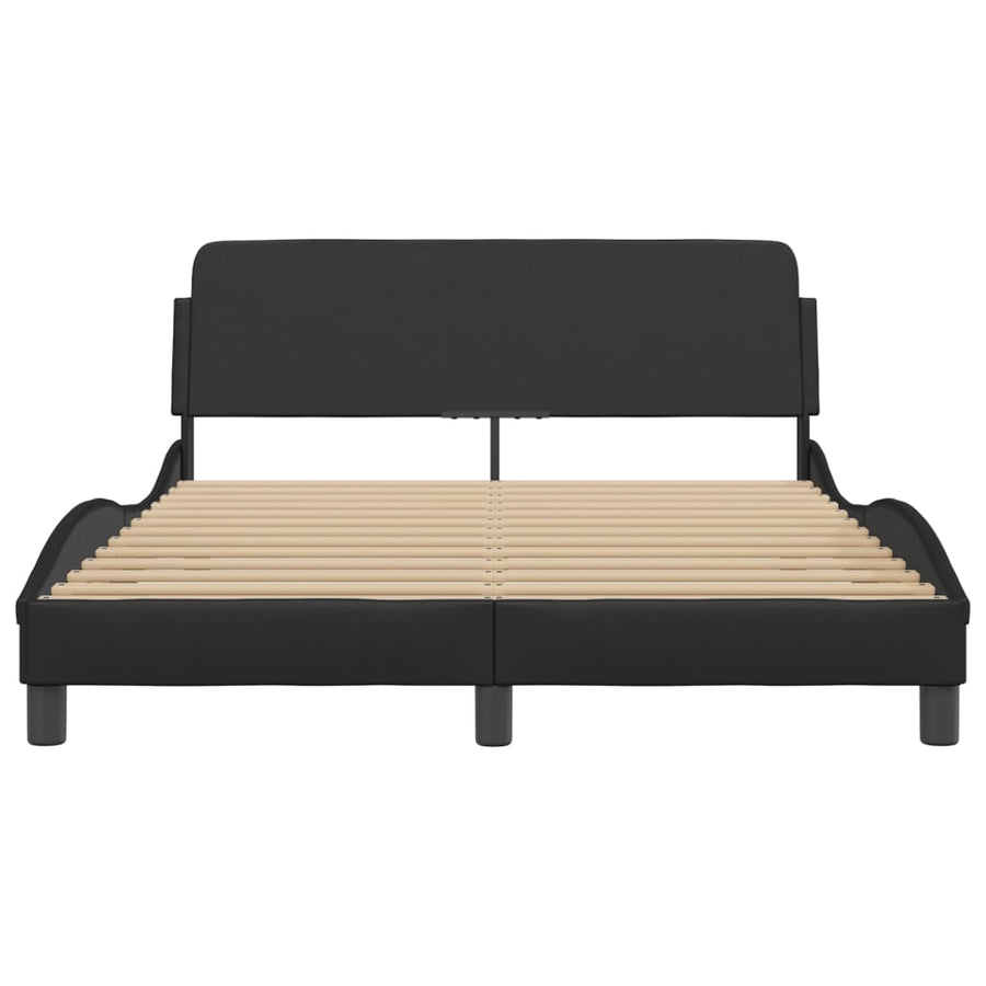 Bedframe Met Hoofdbord Kunstleer Zwart 140X200 Cm