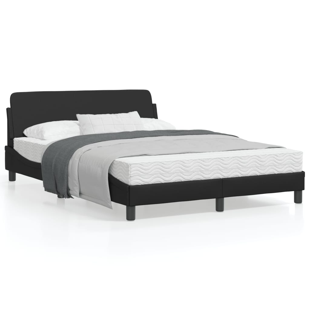 Bedframe Met Hoofdbord Kunstleer Zwart 140X200 Cm