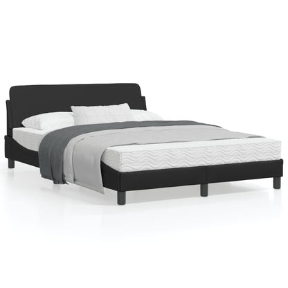 Bedframe Met Hoofdbord Kunstleer Zwart 140X200 Cm