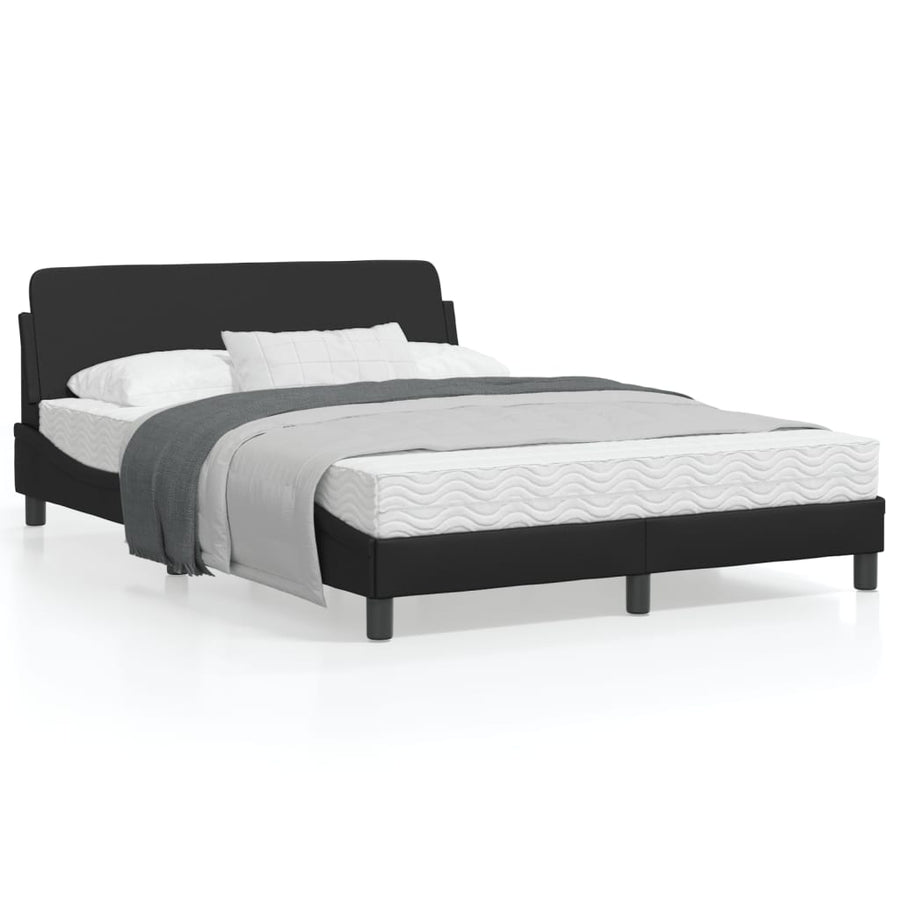 Bedframe Met Hoofdbord Kunstleer Zwart 140X200 Cm