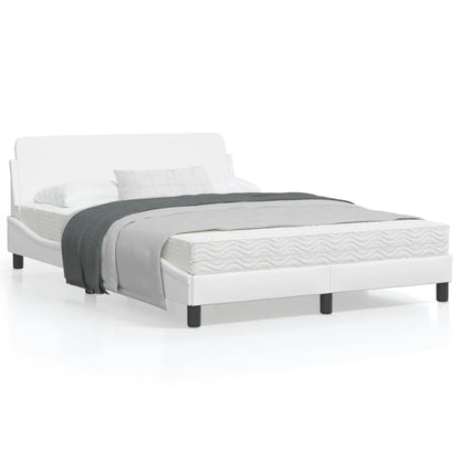 Bedframe Met Hoofdbord Kunstleer Wit 140X200 Cm