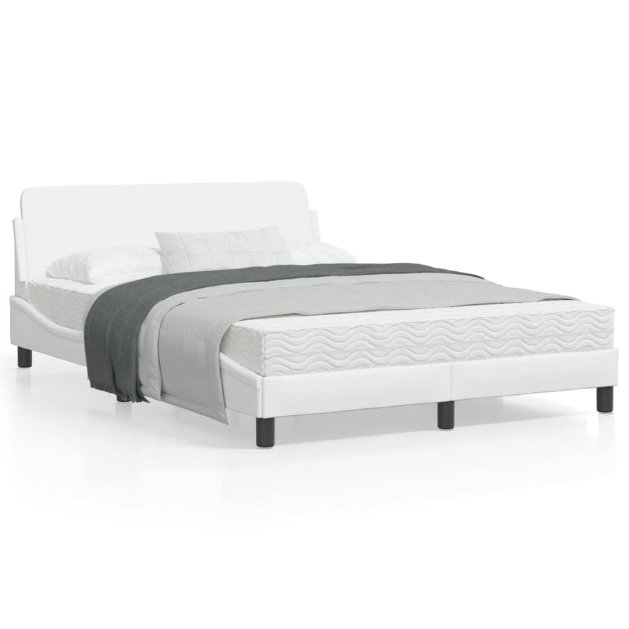Bedframe Met Hoofdbord Kunstleer Wit 140X200 Cm