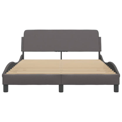Bedframe Met Hoofdbord Kunstleer Grijs 140X200 Cm