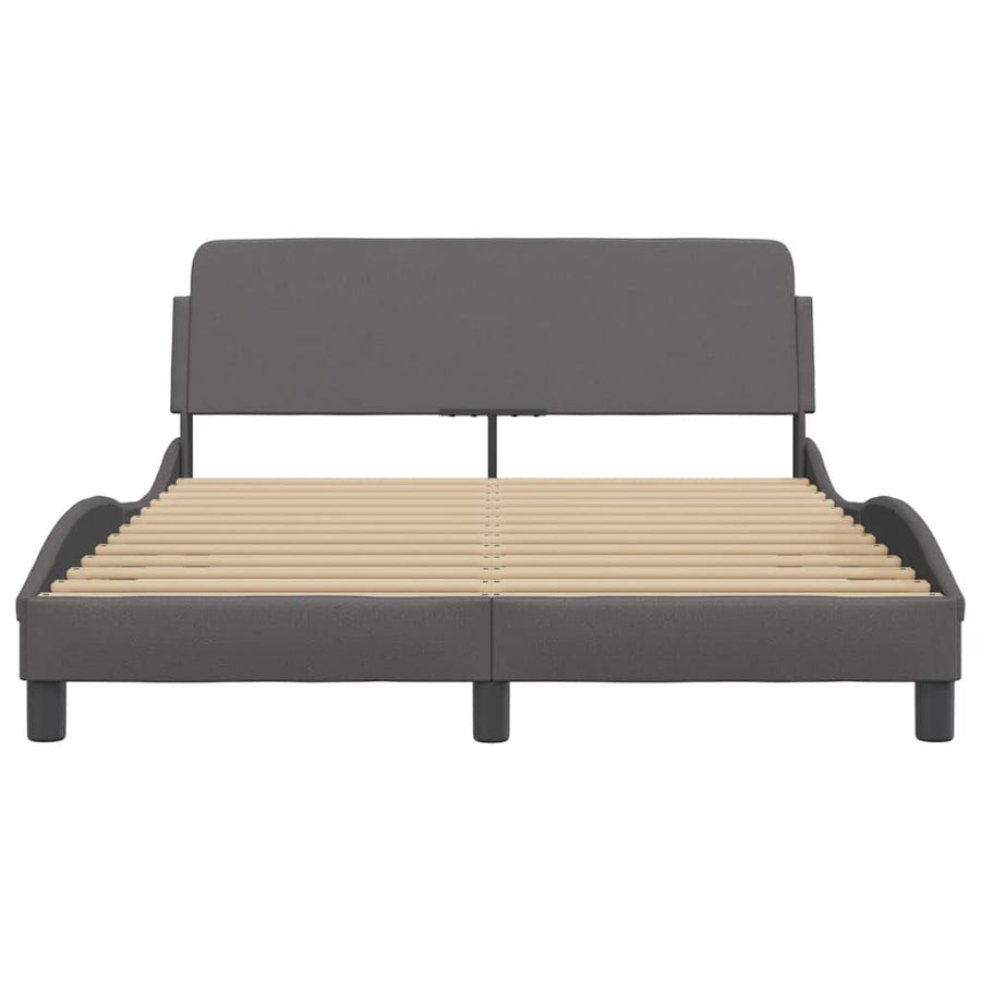Bedframe Met Hoofdbord Kunstleer Grijs 140X200 Cm