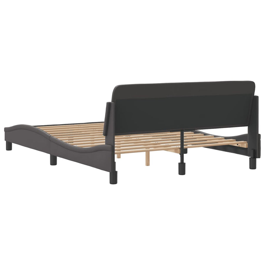 Bedframe Met Hoofdbord Kunstleer Grijs 140X200 Cm