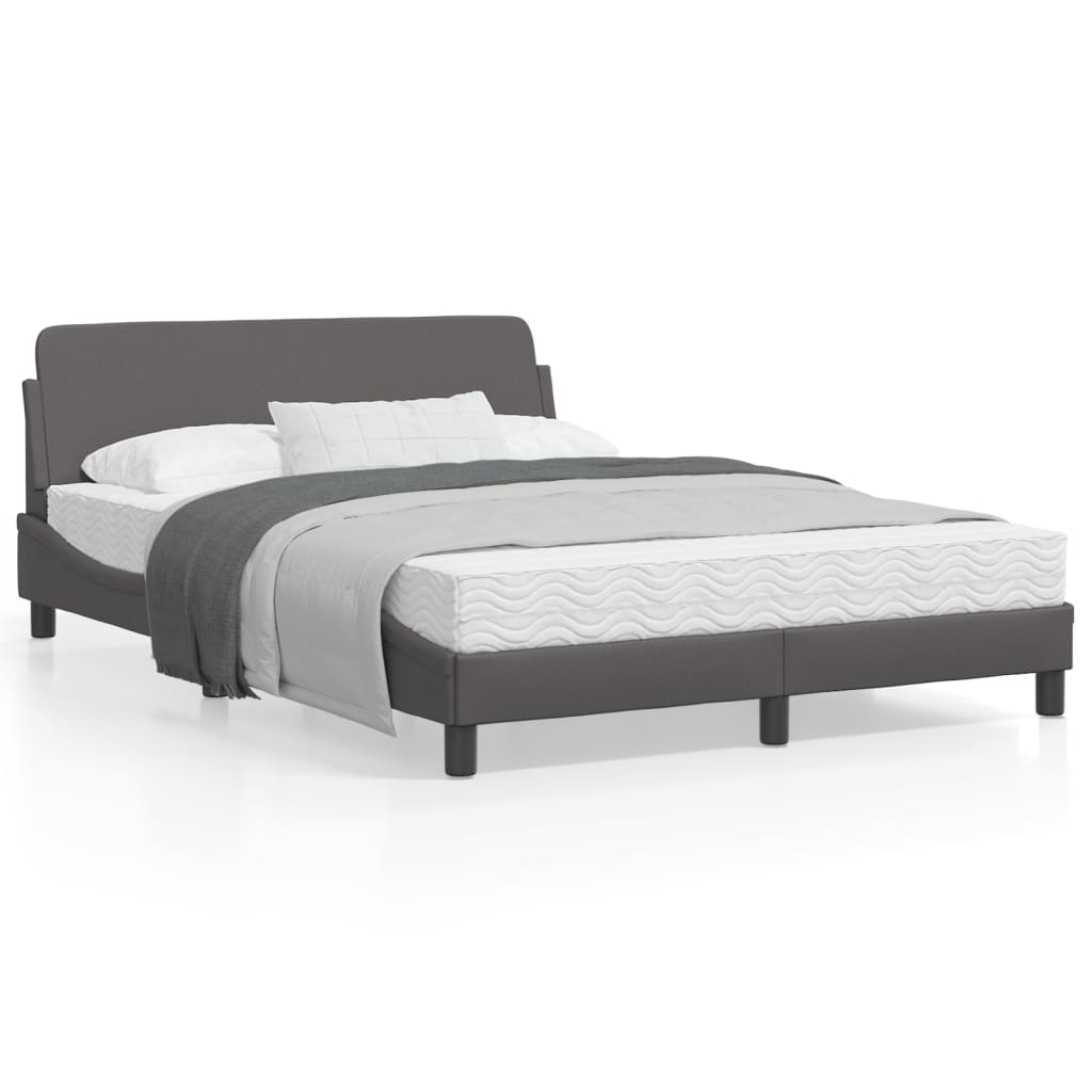 Bedframe Met Hoofdbord Kunstleer Grijs 140X200 Cm