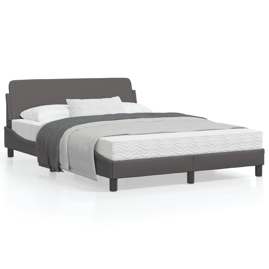 Bedframe Met Hoofdbord Kunstleer Grijs 140X200 Cm