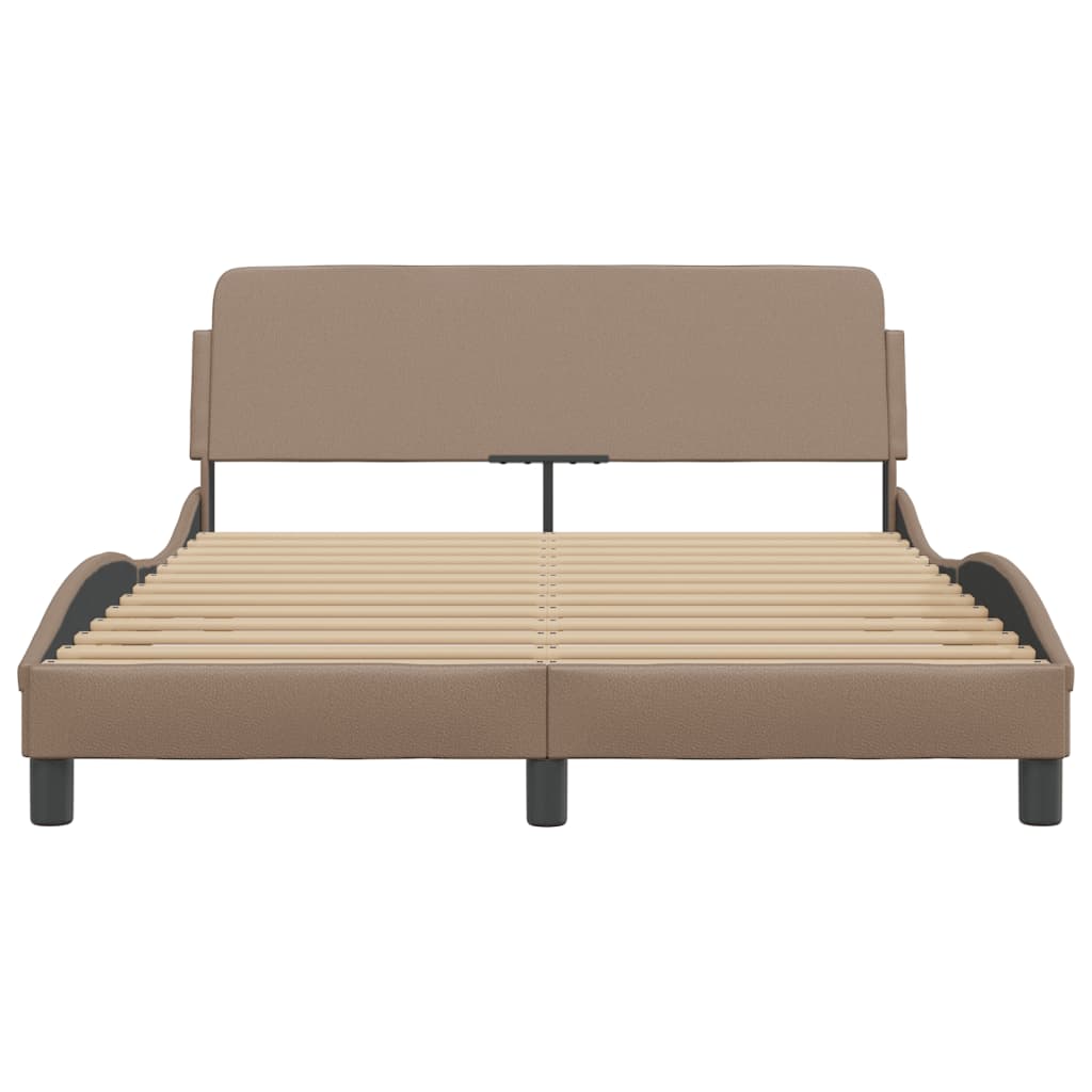 Bedframe Met Hoofdbord Kunstleer Cappuccinokleurig 140X200 Cm