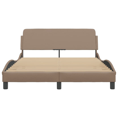 Bedframe Met Hoofdbord Kunstleer Cappuccinokleurig 140X200 Cm