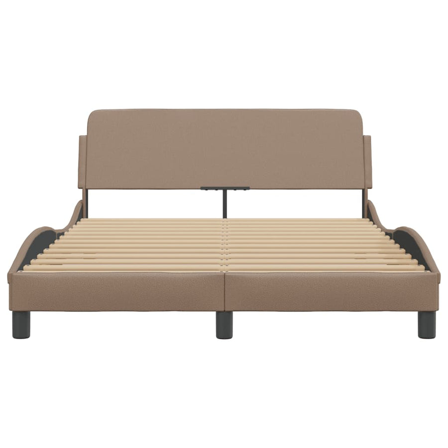 Bedframe Met Hoofdbord Kunstleer Cappuccinokleurig 140X200 Cm
