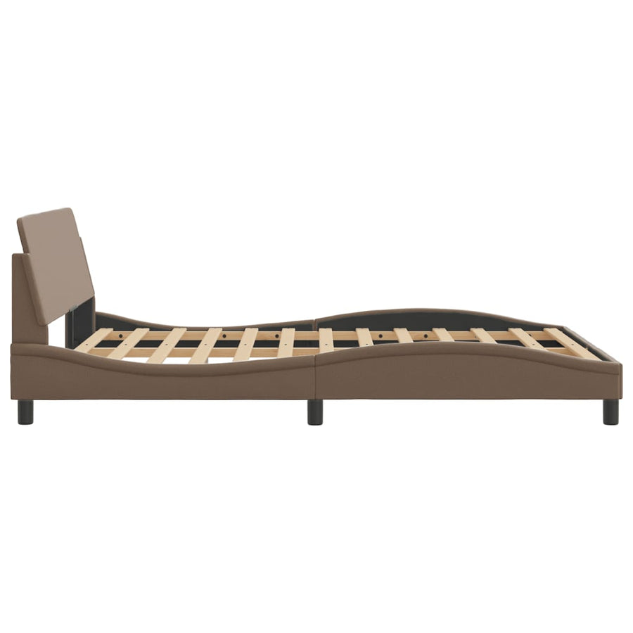 Bedframe Met Hoofdbord Kunstleer Cappuccinokleurig 140X200 Cm