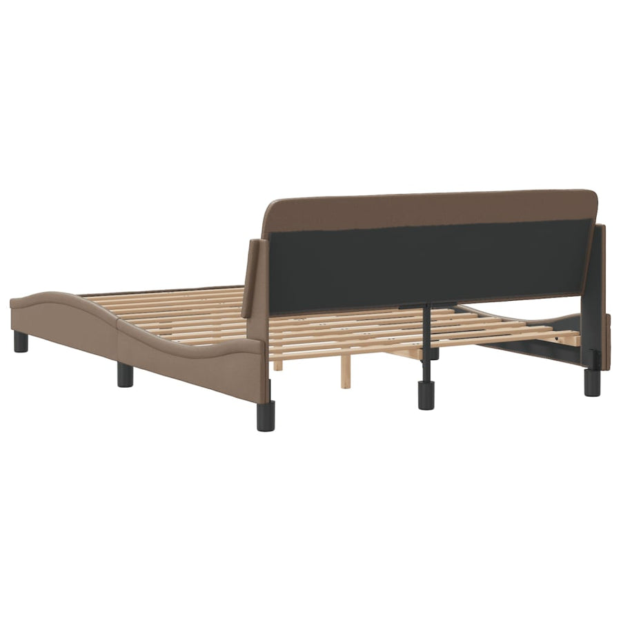 Bedframe Met Hoofdbord Kunstleer Cappuccinokleurig 140X200 Cm