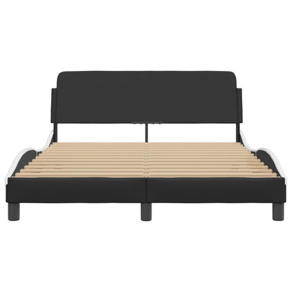 Bedframe Met Hoofdbord Kunstleer Zwart En Wit 140X200 Cm