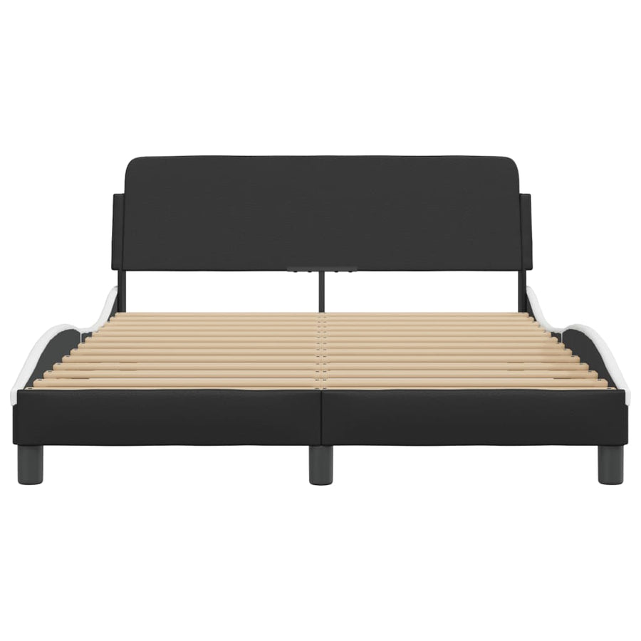 Bedframe Met Hoofdbord Kunstleer Zwart En Wit 140X200 Cm