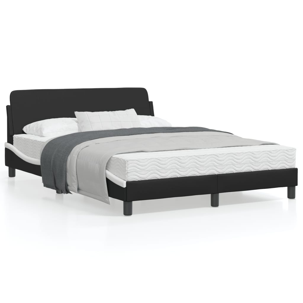 Bedframe Met Hoofdbord Kunstleer Zwart En Wit 140X200 Cm