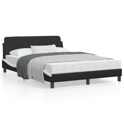 Bedframe Met Hoofdbord Kunstleer Zwart En Wit 140X200 Cm