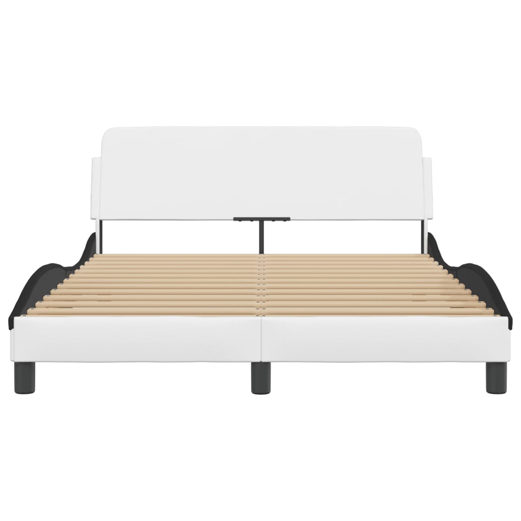 Bedframe Met Hoofdbord Kunstleer Zwart En Wit 140X200 Cm